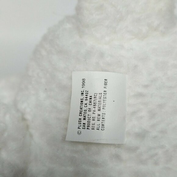 Plush Creations White Teddy Bear Red Heart Bow 7.25" - Picture 5 of 6